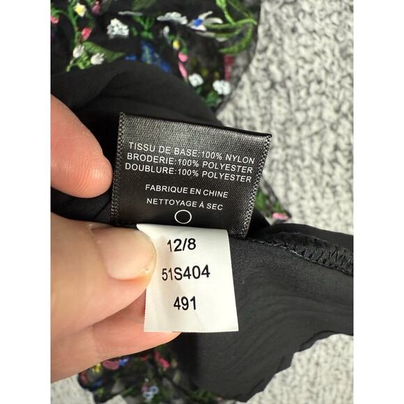 Sam Edelman Botanical Sheer Midi Dress Black with Floral Embroidery Size 0 $168 - Picture 7 of 16